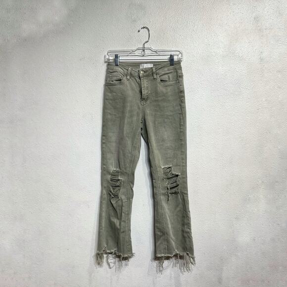 Vervet Gray Leslie 90’s Vintage Flare Wide Leg Crop Jeans Sz 26 - Picture 2 of 12